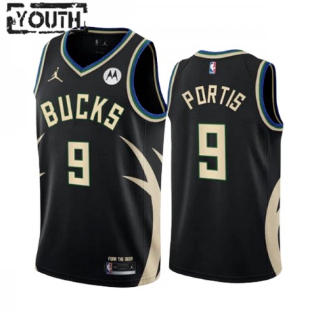 Dres Milwaukee Bucks Bobby Portis JR 9 Jordan 2022-23 Statement Edition Crno Swingman - Dječji